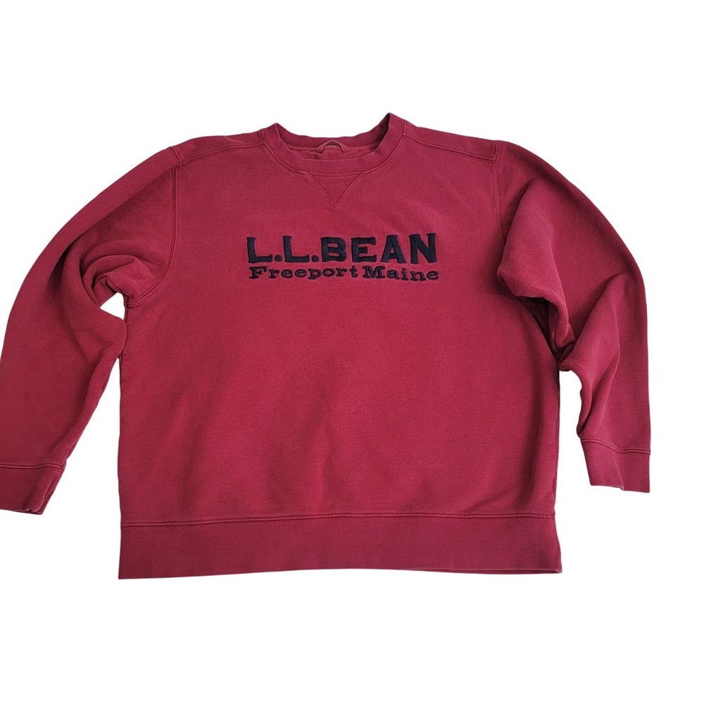 L.L. Bean Freeport Maine Embroidered‎ Logo Crewneck Sweatshirt Red Mens L 284976